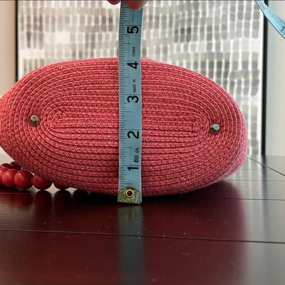 Talbots Raffia Tote Bag with Wood Bead Handles - Picture 3 of 11